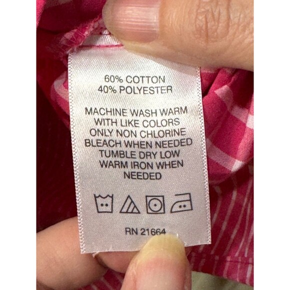 Foxcroft | Pink Checkered Wrinkle Free Shaped Fit Button Front Shirt Size 22W - Picture 7 of 8